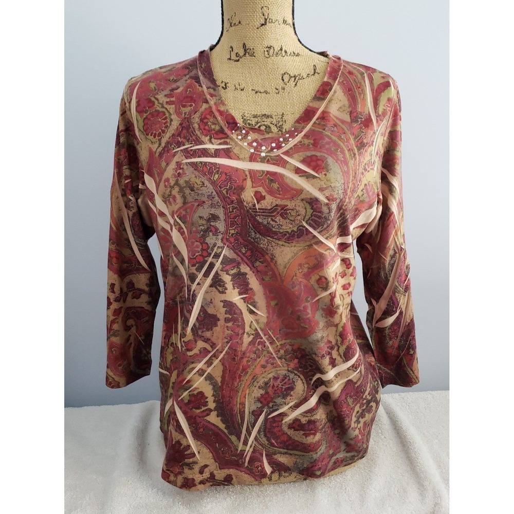 Jane Ashley Womans 3/4 Sleeve Blouse Size Medium
